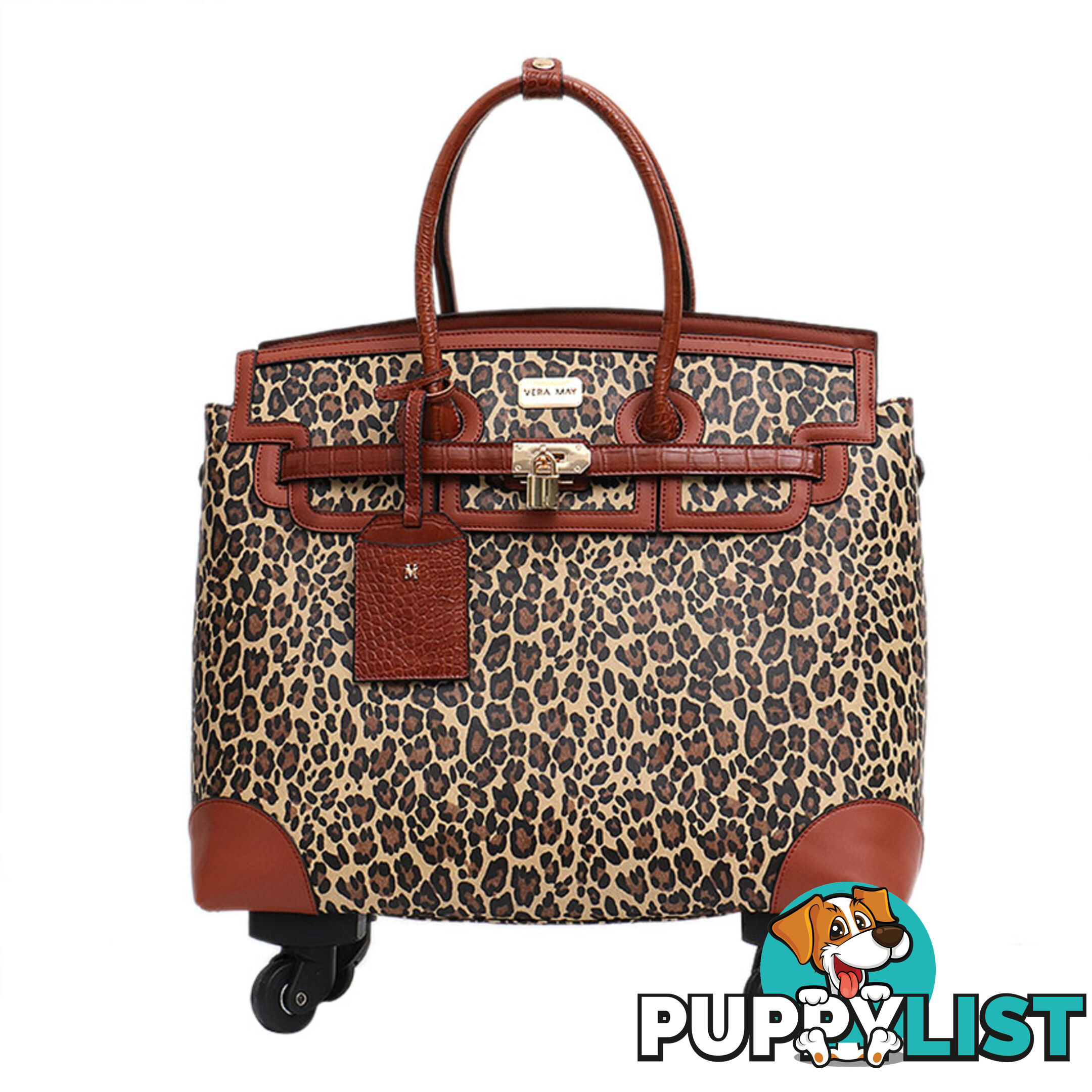 GORGEOUS LEOPARD PRINT TROLLEY TRAVEL BAG