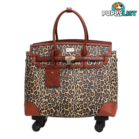 GORGEOUS LEOPARD PRINT TROLLEY TRAVEL BAG