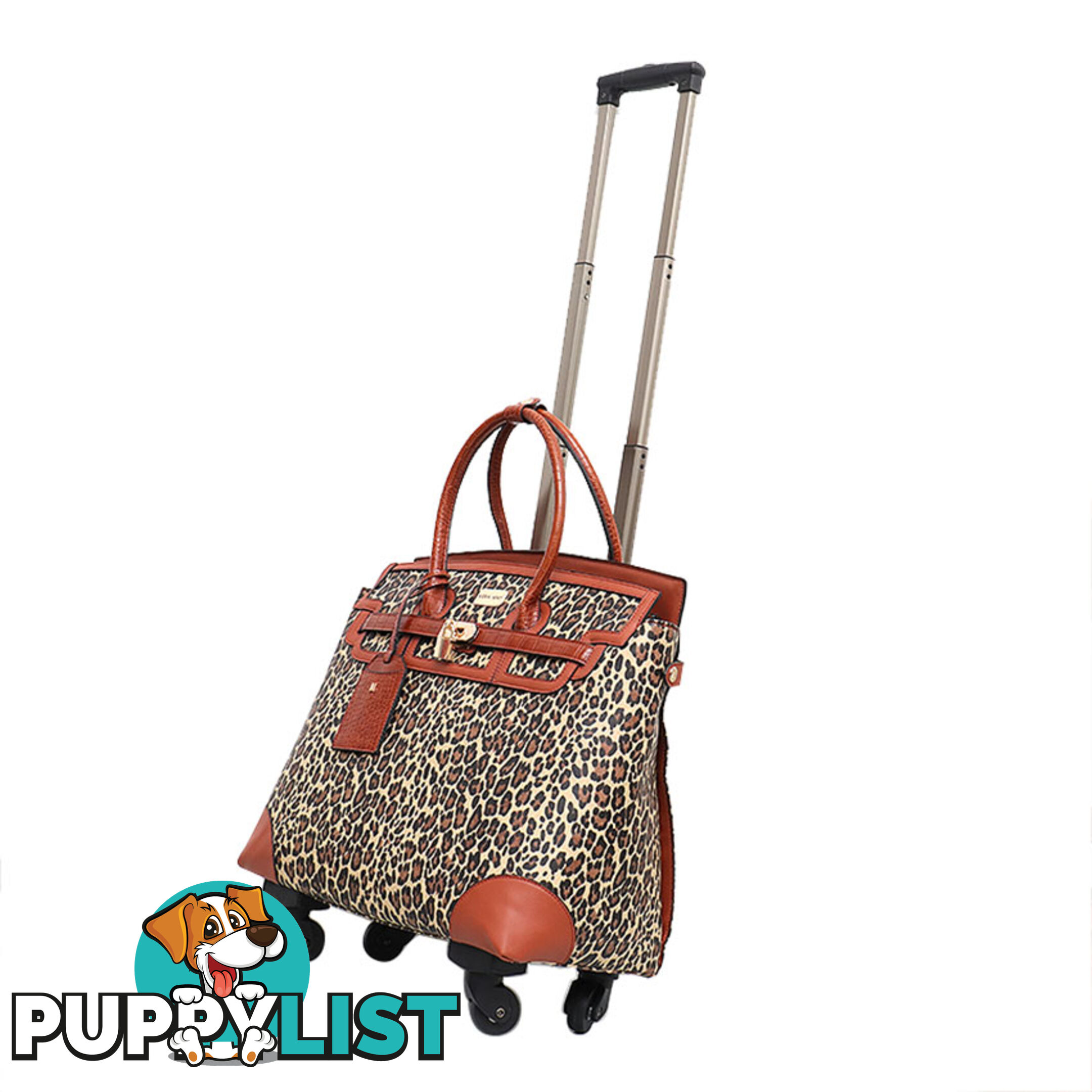 GORGEOUS LEOPARD PRINT TROLLEY TRAVEL BAG