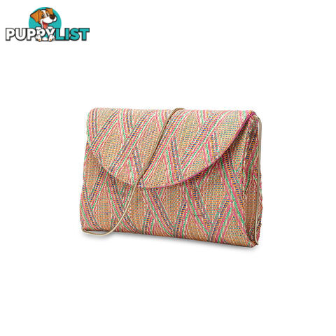 TAYLOR Pink Woven Summer Clutch