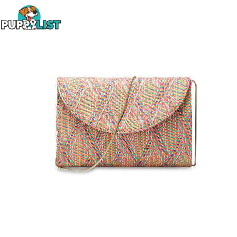 TAYLOR Pink Woven Summer Clutch