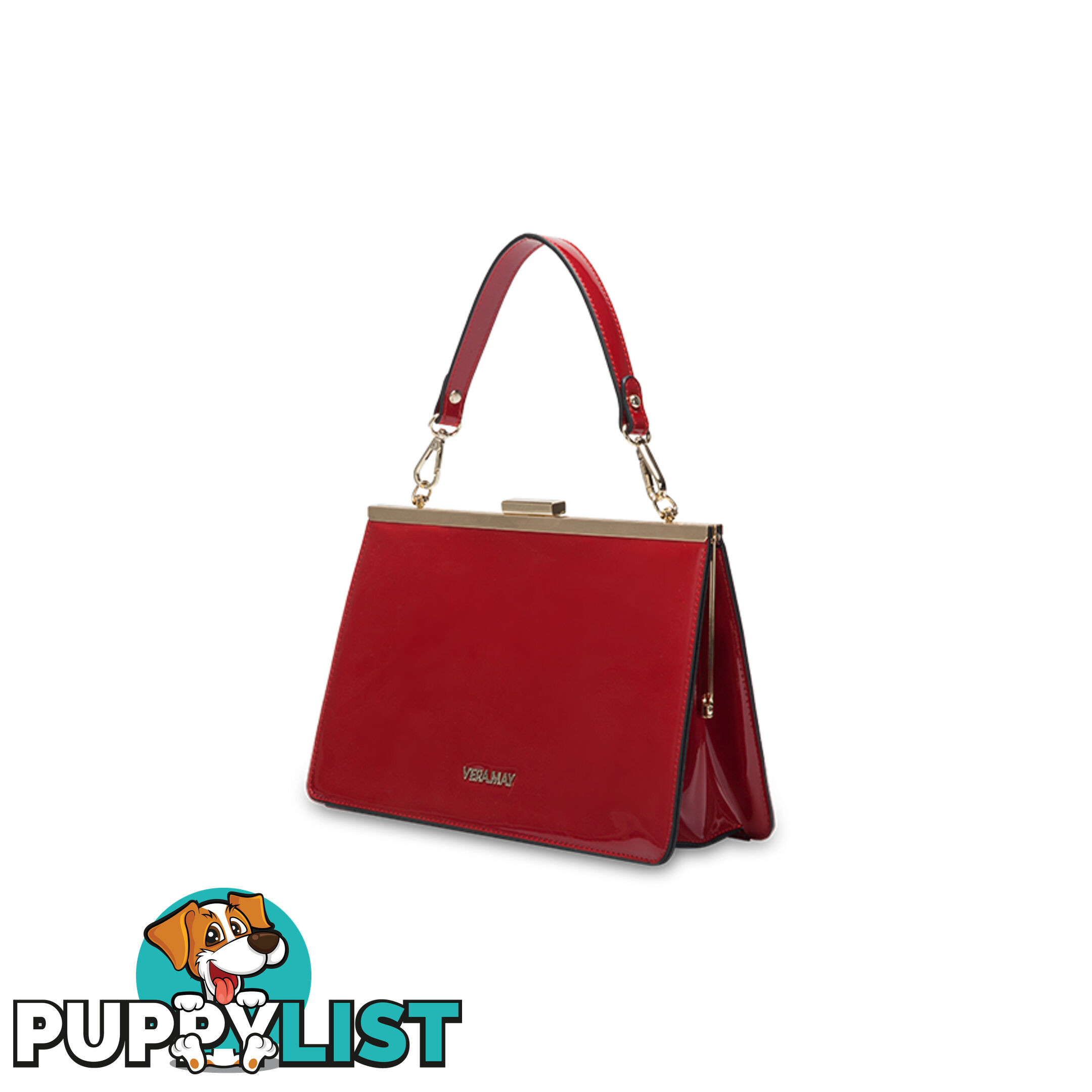 MODESTO Red Patent Faux Leather Womens Satchel Bag