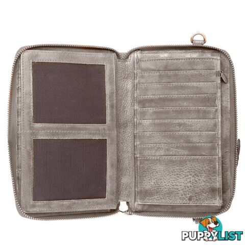 WADE GREY GENUINE LEATHER LARGE WALLET