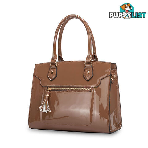 SERANA Mushroom Luxe Patent Designer Womens Handbag