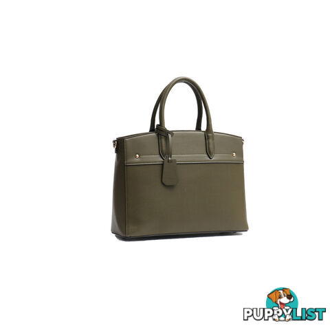 AMELIE KHAKI VEGAN LEATHER LADIES WORK  HANDBAG