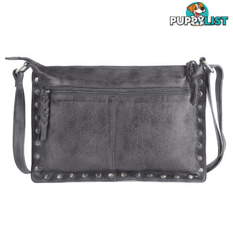 WILD DARK GREY GENUINE LEATHER LADIES HANDBAG