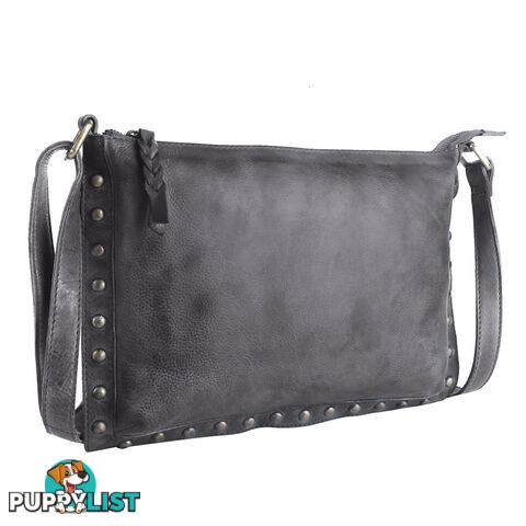 WILD DARK GREY GENUINE LEATHER LADIES HANDBAG