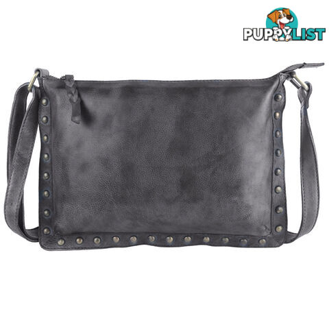 WILD DARK GREY GENUINE LEATHER LADIES HANDBAG