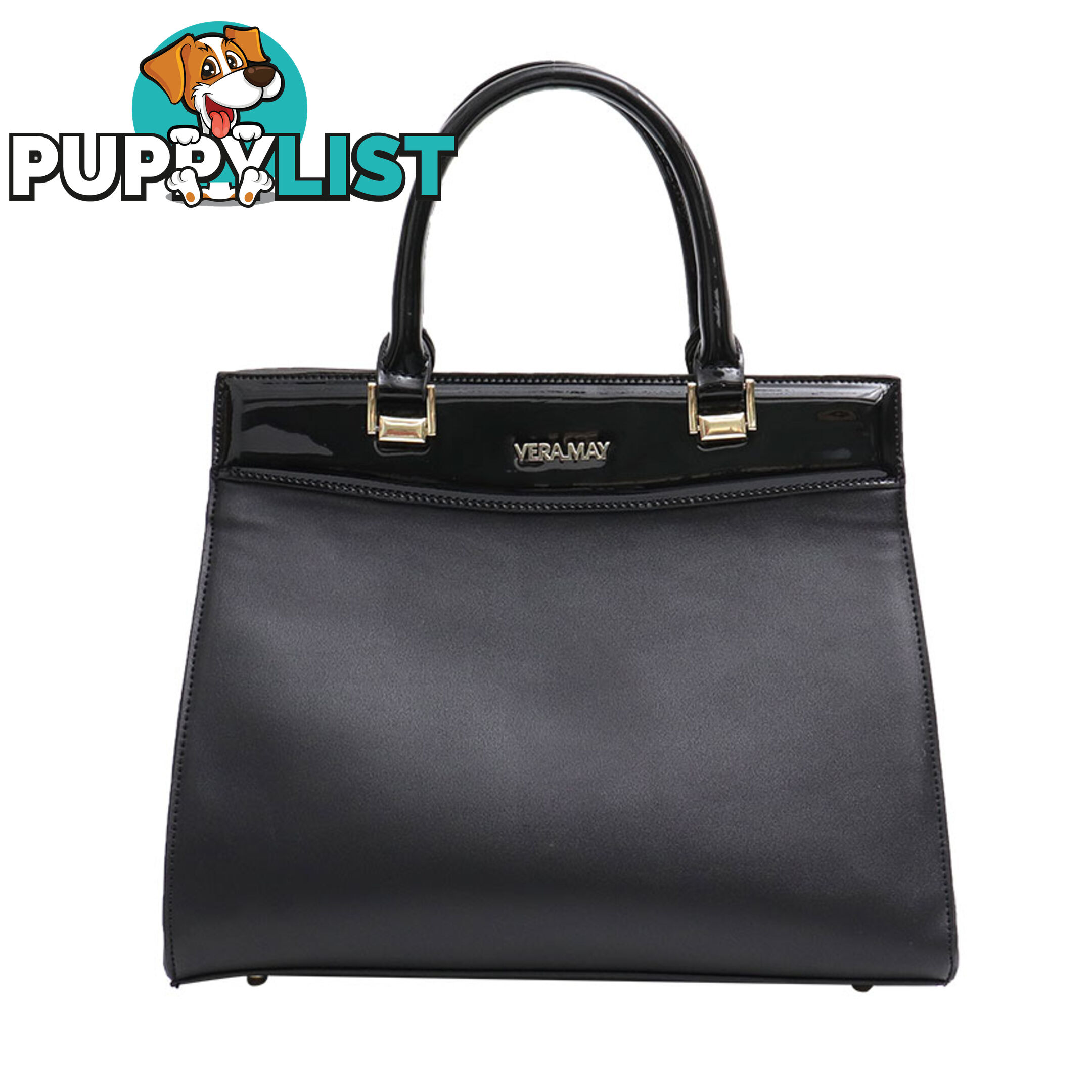 AMANDA BLACK FAUX LEATHER PATENT WOMENS HANDBAG