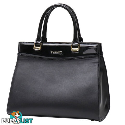 AMANDA BLACK FAUX LEATHER PATENT WOMENS HANDBAG