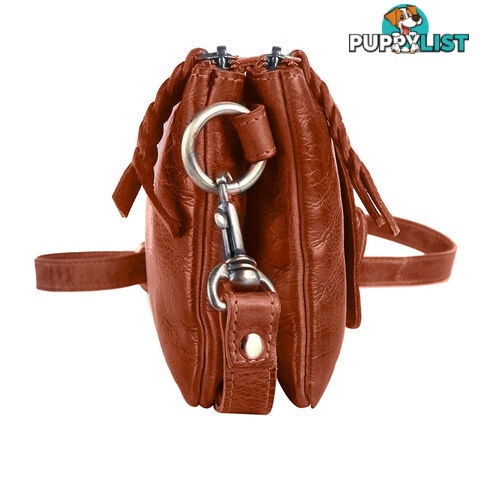 BENTO Tan Genuine Leather Womens Crossbody Bag