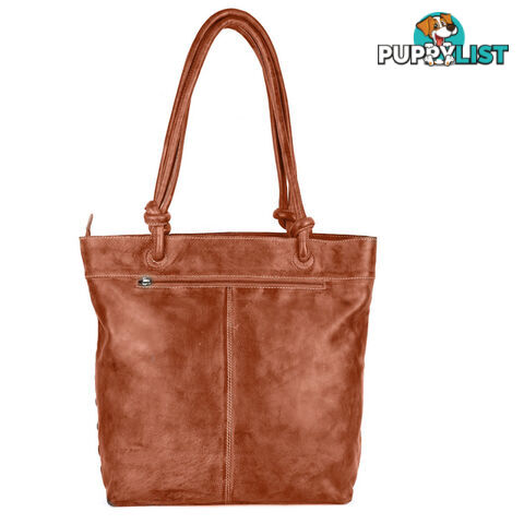 WILEY TAN GENUINE LEATHER OVERSIZE LADIES HANDBAG