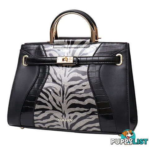 JESSICA BLACK FAUX PATENT LEATHER PATENT WOMENS HANDBAG