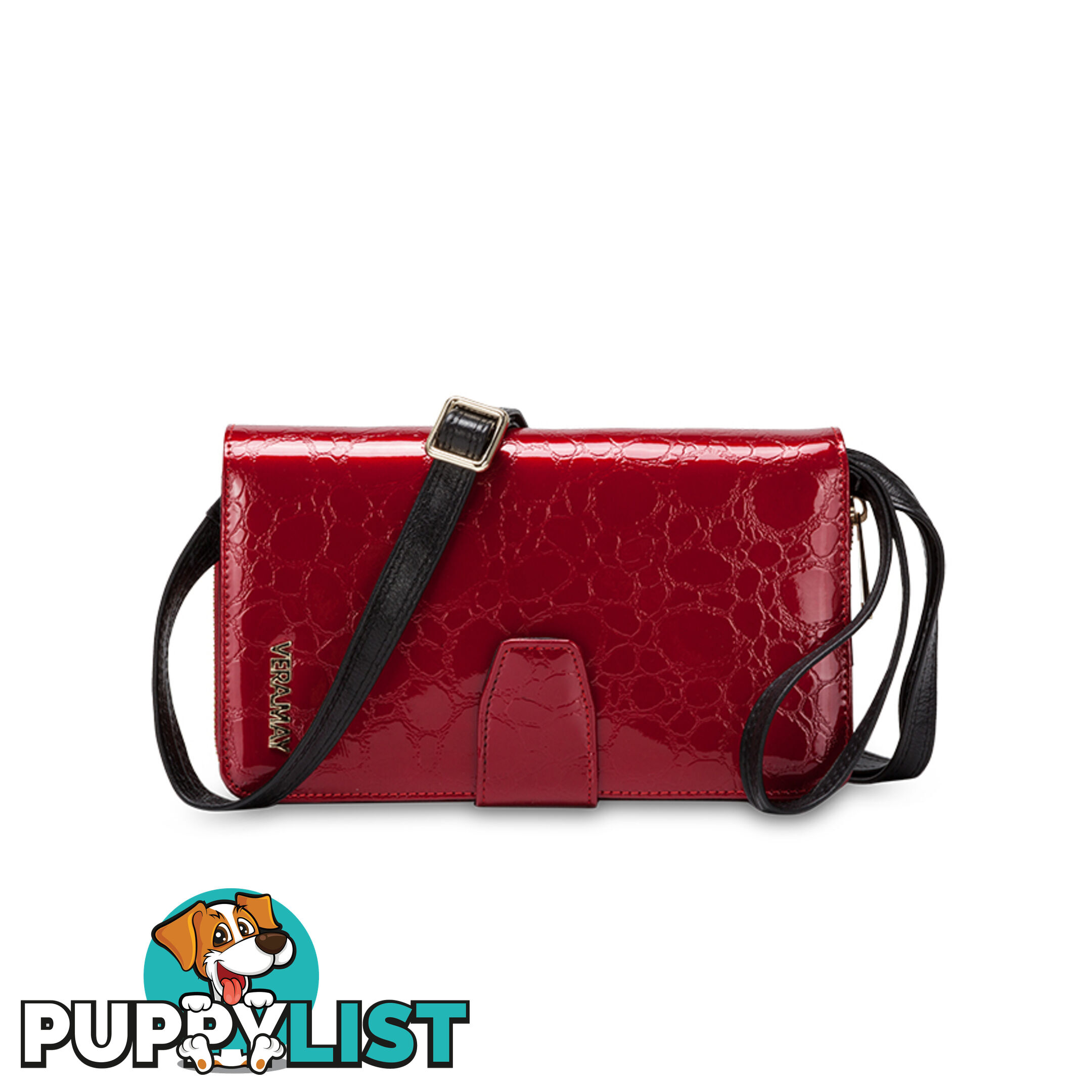 LW3B Red Patent Genuine Leather Wallet Purse Organiser