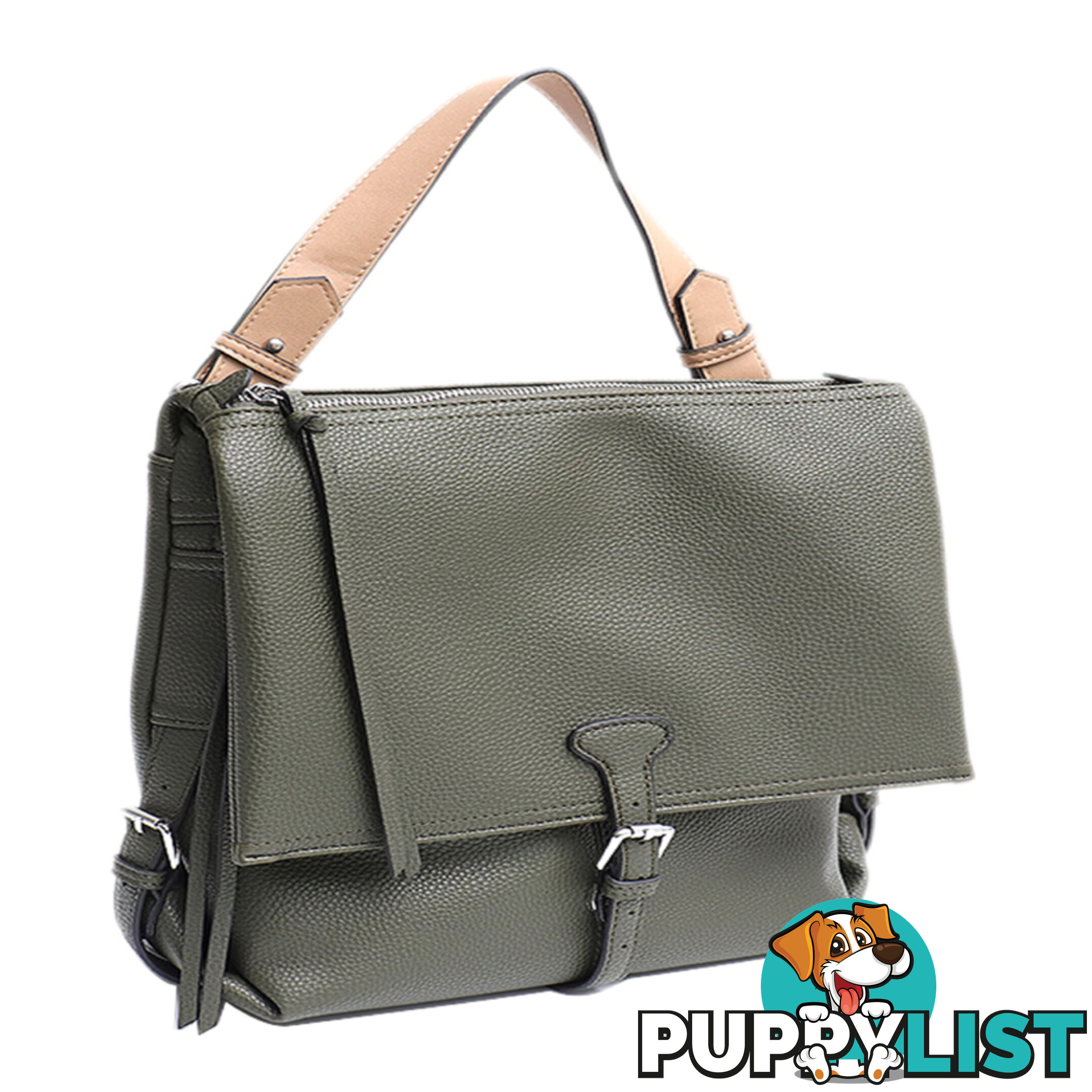 KERRY KHAKI VEGAN LEATHER LADIES HANDBAG