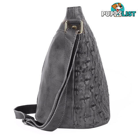 WEBSTER DARK GREY GENUINE LEATHER LADIES HANDBAG