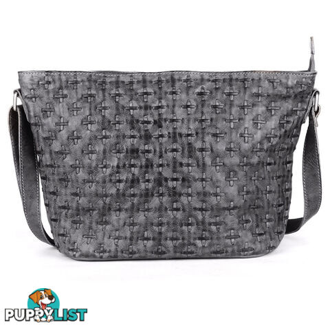 WEBSTER DARK GREY GENUINE LEATHER LADIES HANDBAG