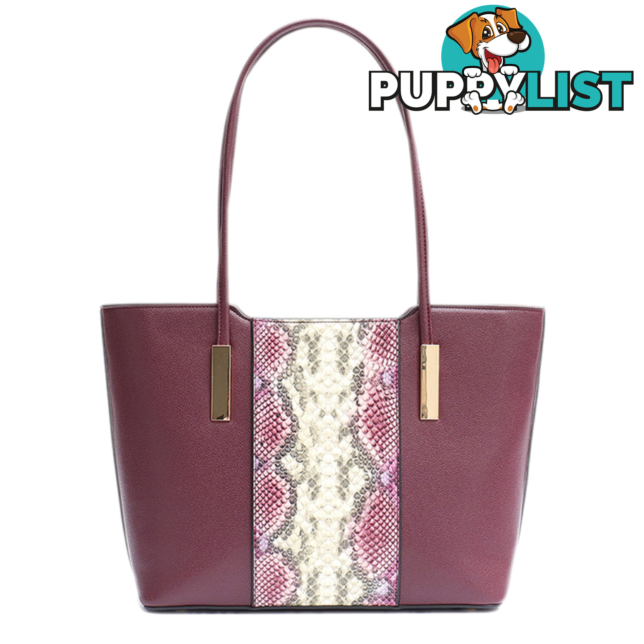 AIR PLUM SNAKE PRINT VEGAN LEATHER LADIES TOTE HANDBAG