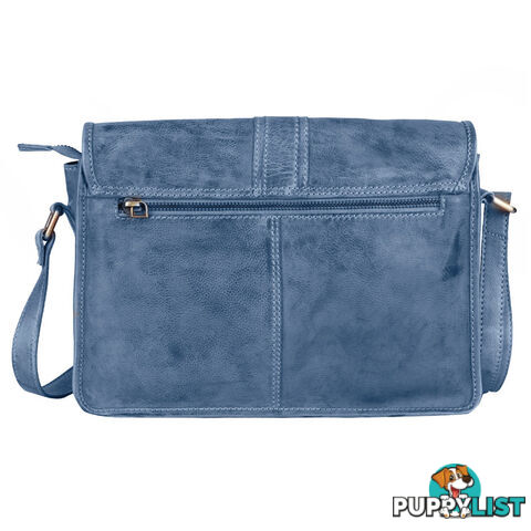 WINDSOR LIGHT BLUE GENUINE LEATHER SATCHEL BAG