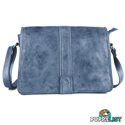 WINDSOR LIGHT BLUE GENUINE LEATHER SATCHEL BAG