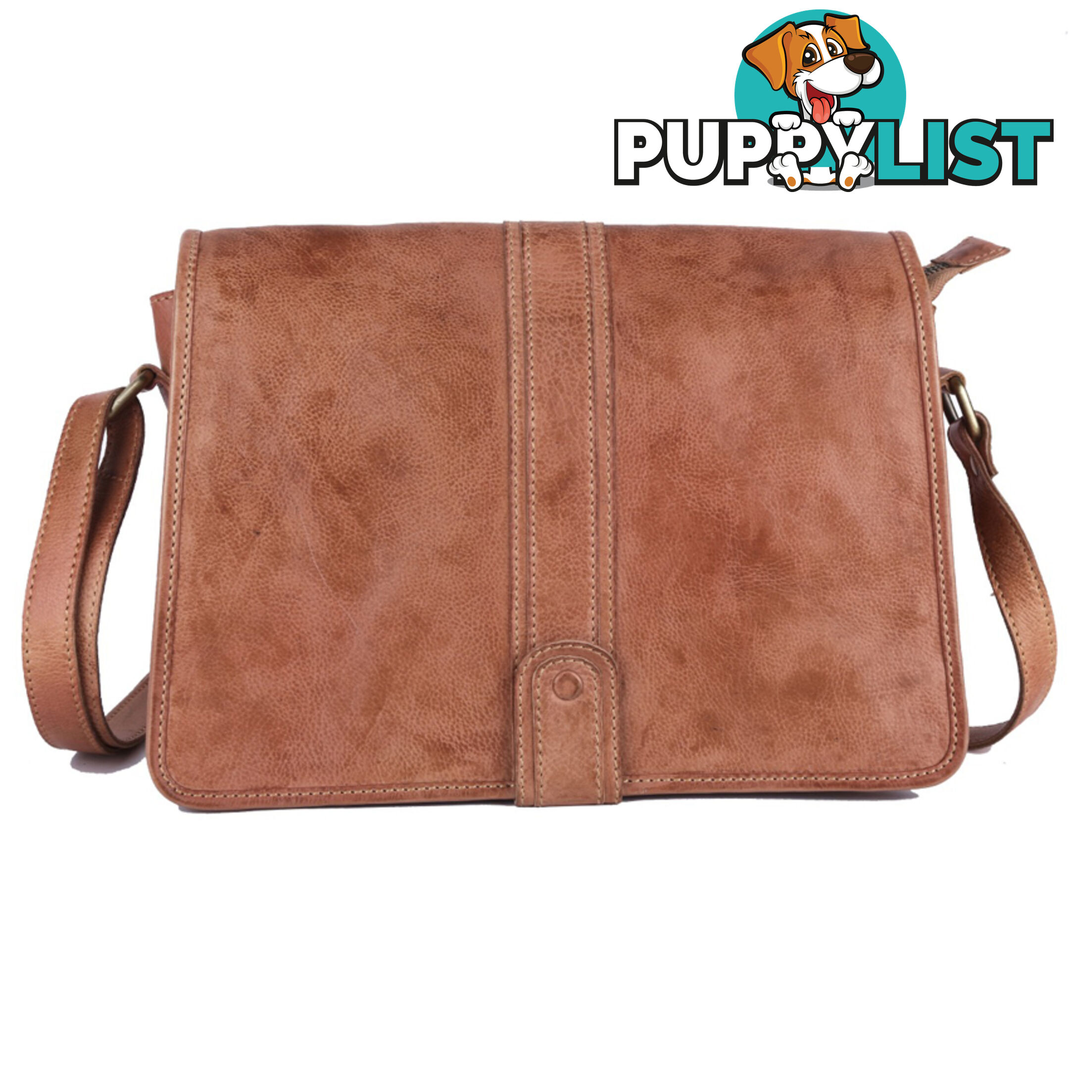 WINDSOR TAN GENUINE LEATHER SATCHEL BAG