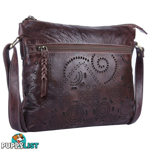 BALLARD Brown Genuine Leather Womens Crossbody Bag