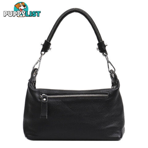 SOULMATE BLACK GENUINE LEATHER WOMENS SHOULDER HANDBAG