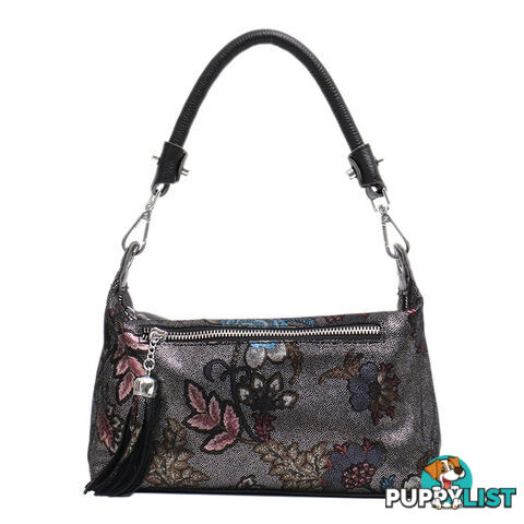 SOULMATE BLACK GENUINE LEATHER WOMENS SHOULDER HANDBAG