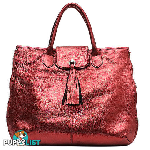 DARLING RED  LEATHER WOMENS SOFT HANDBAG