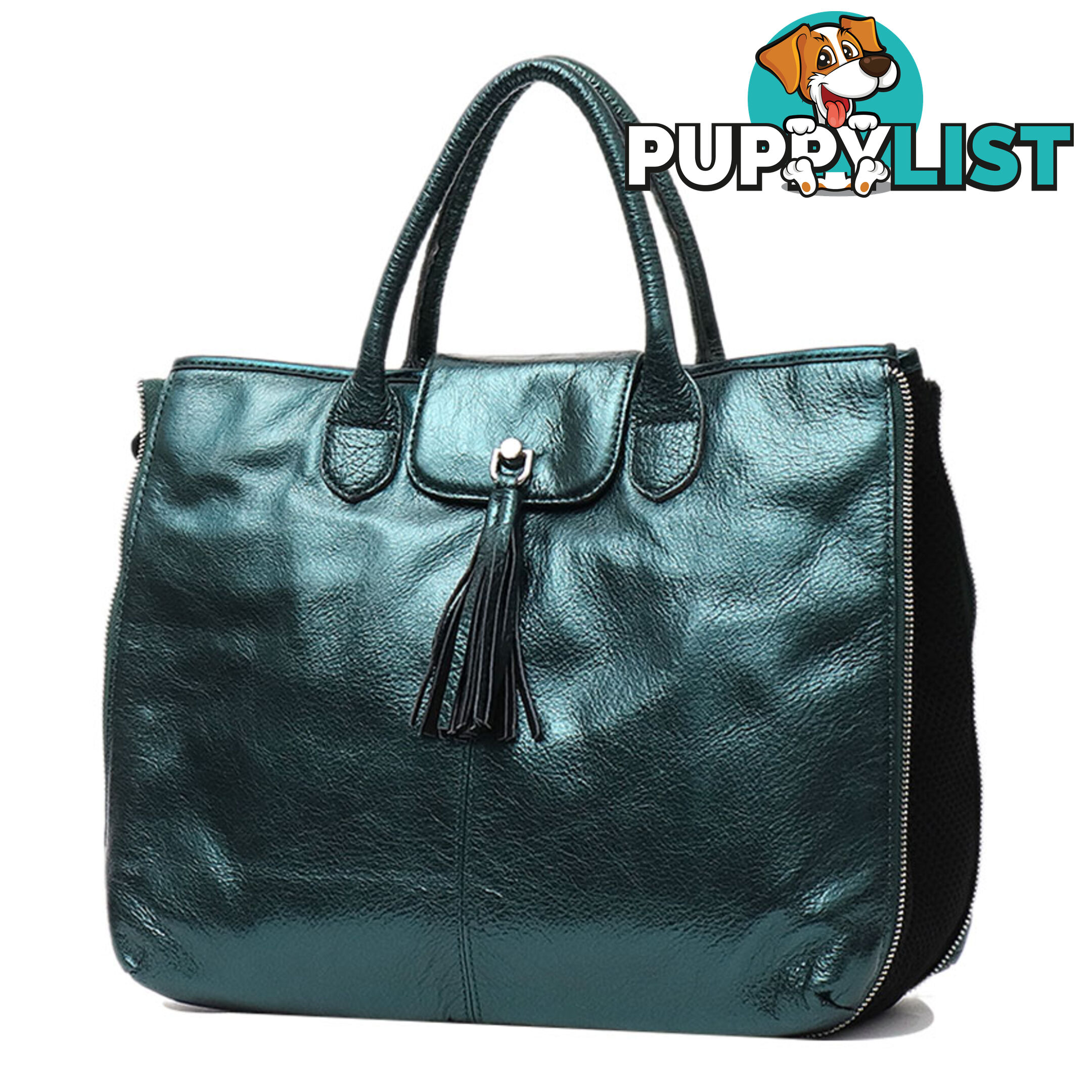 DARLING TEAL GREEN LEATHER WOMENS SOFT HANDBAG