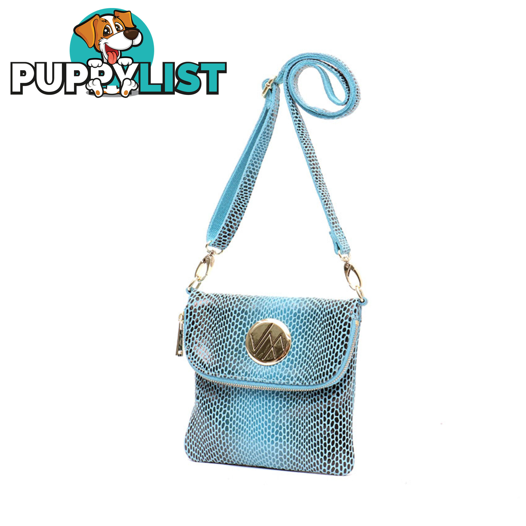 KRUISE Blue Women Genuine Leather Crossbody Handbag