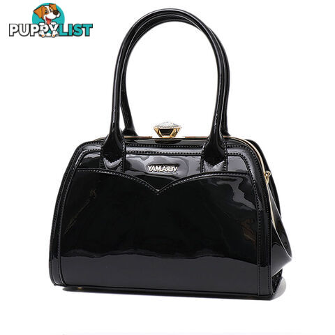 FINCH BLACK FAUX PATENT LEATHER WOMENS HANDBAG