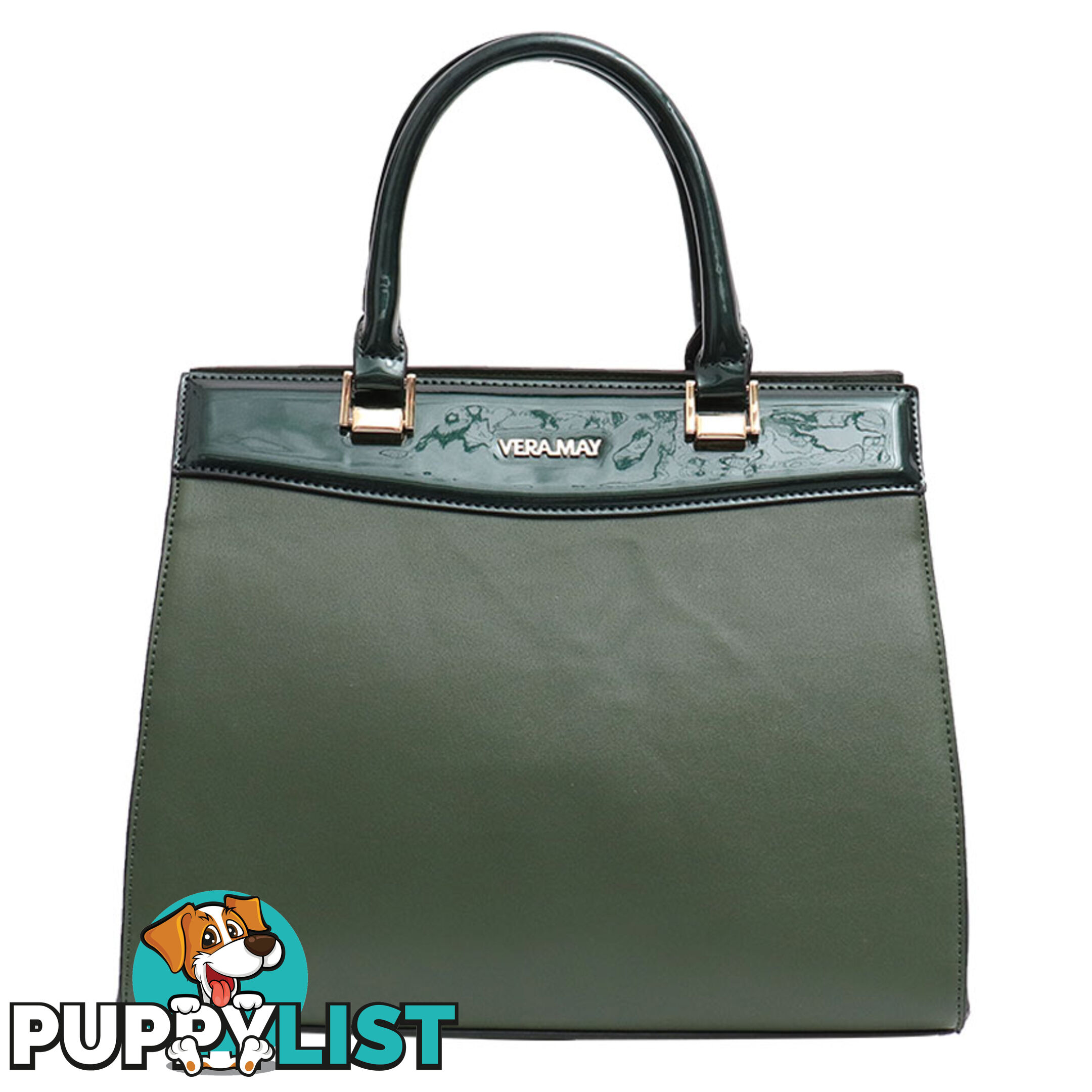 AMANDA TEAL GREEN FAUX LEATHER PATENT WOMENS HANDBAG