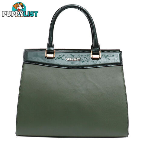 AMANDA TEAL GREEN FAUX LEATHER PATENT WOMENS HANDBAG