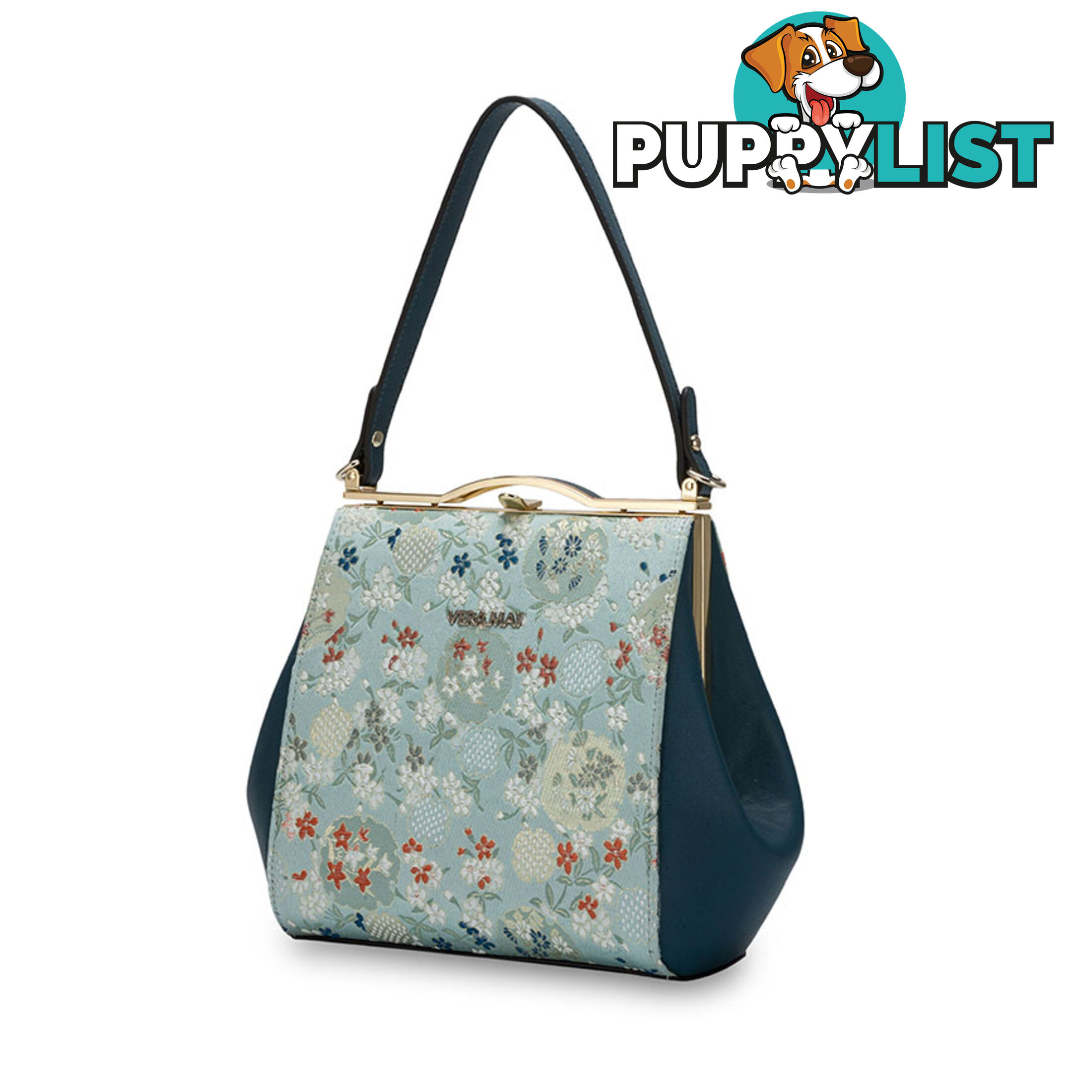 Alice Teal Floral Frame Vintage Womens Handbag