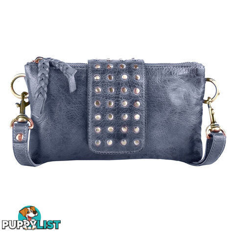 BENTO DENIM BLUE Genuine Leather Womens Crossbody Bag