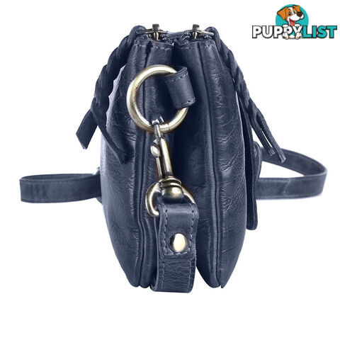 BENTO DENIM BLUE Genuine Leather Womens Crossbody Bag