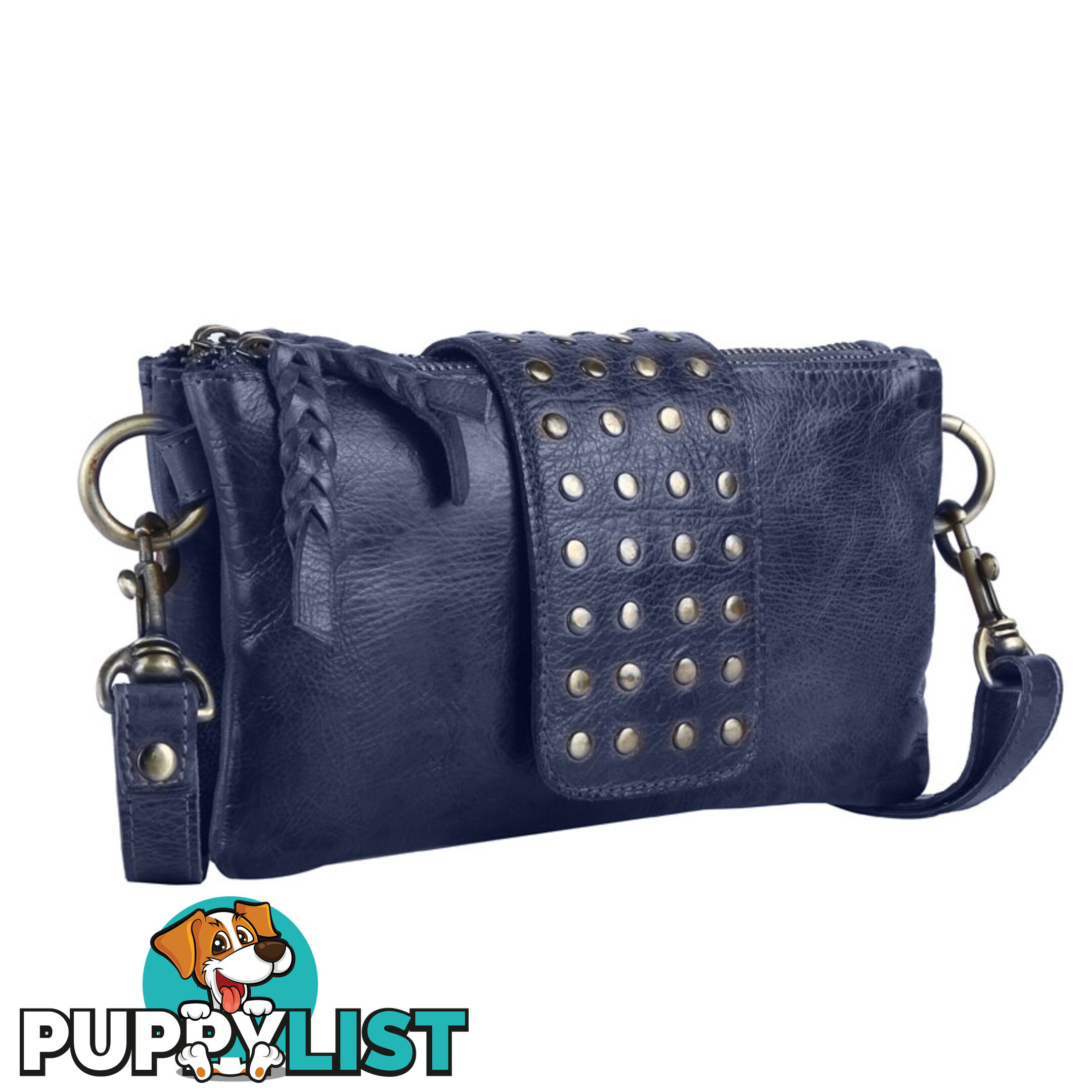 BENTO DENIM BLUE Genuine Leather Womens Crossbody Bag