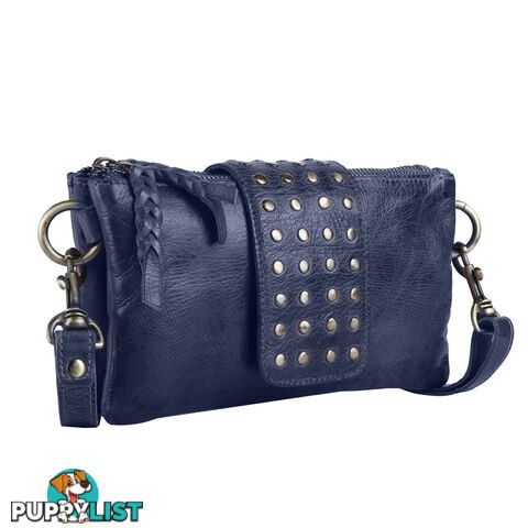 BENTO DENIM BLUE Genuine Leather Womens Crossbody Bag