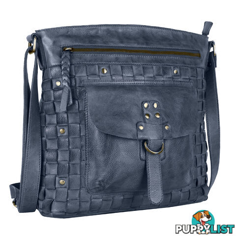 BAO Denim Blue Genuine Leather Womens Crossbody Casual Bag