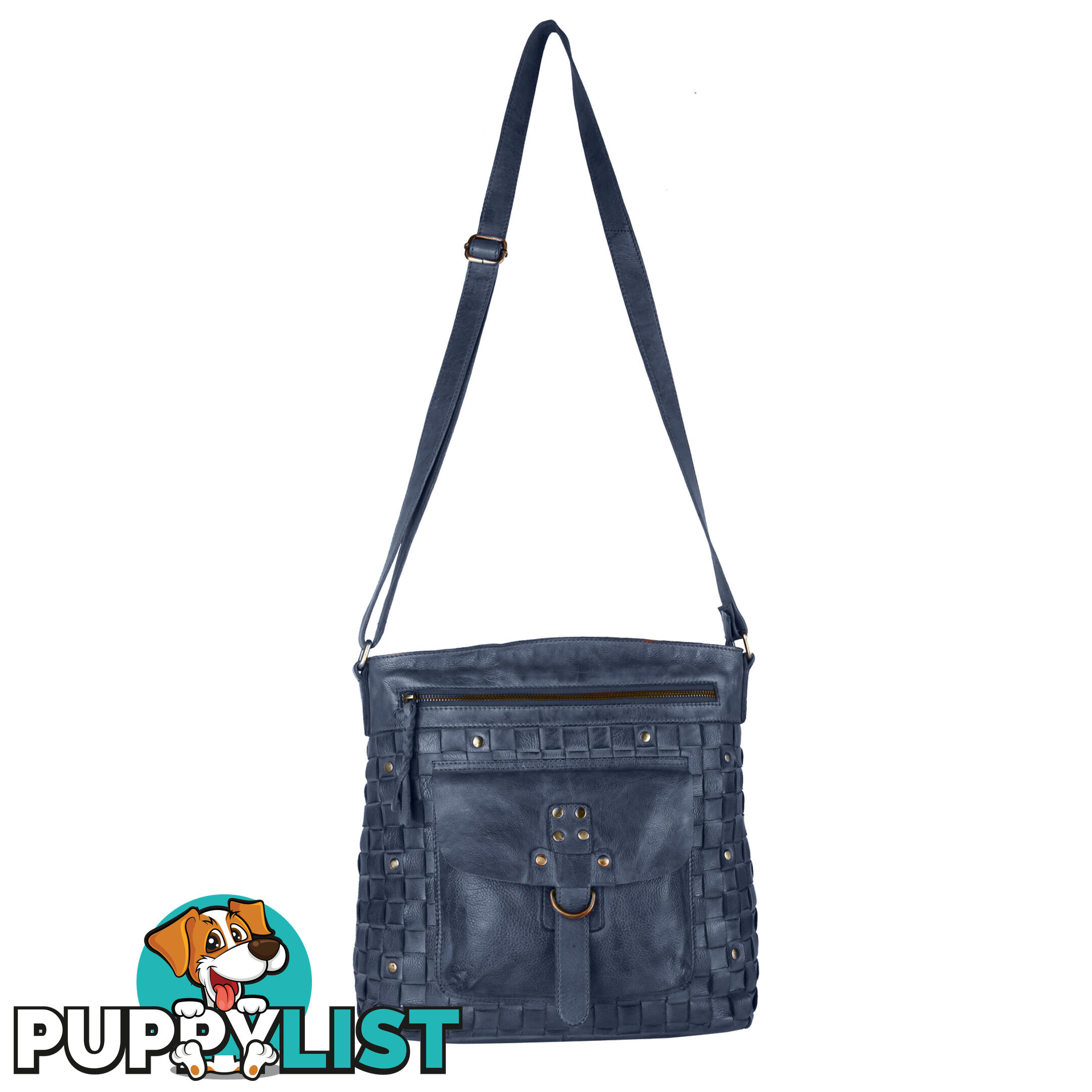 BAO Denim Blue Genuine Leather Womens Crossbody Casual Bag