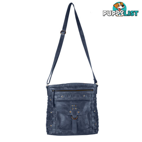 BAO Denim Blue Genuine Leather Womens Crossbody Casual Bag