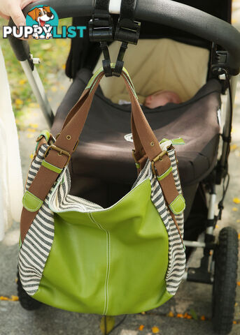 STEFY GREEN LADIES LEATHER CANVAS BAG