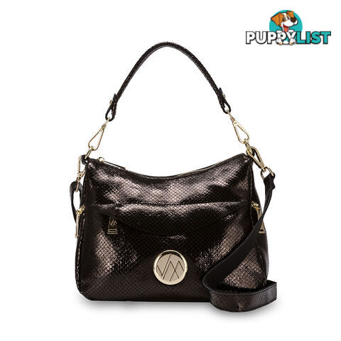 Wallace Black Snake Genuine Leather Womens Handbag