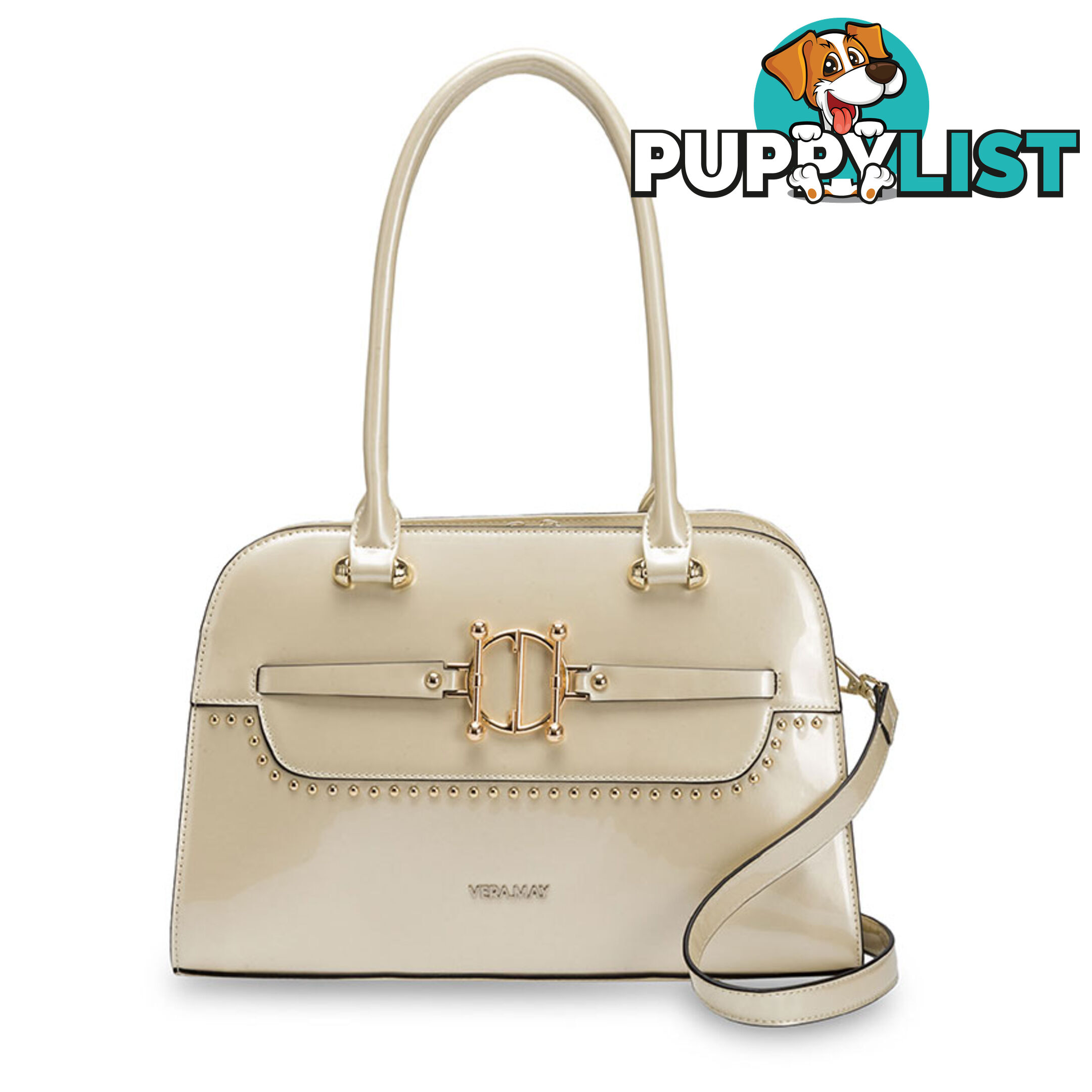 Serene Latte Womens Luxe Patent Faux Leather Handbag