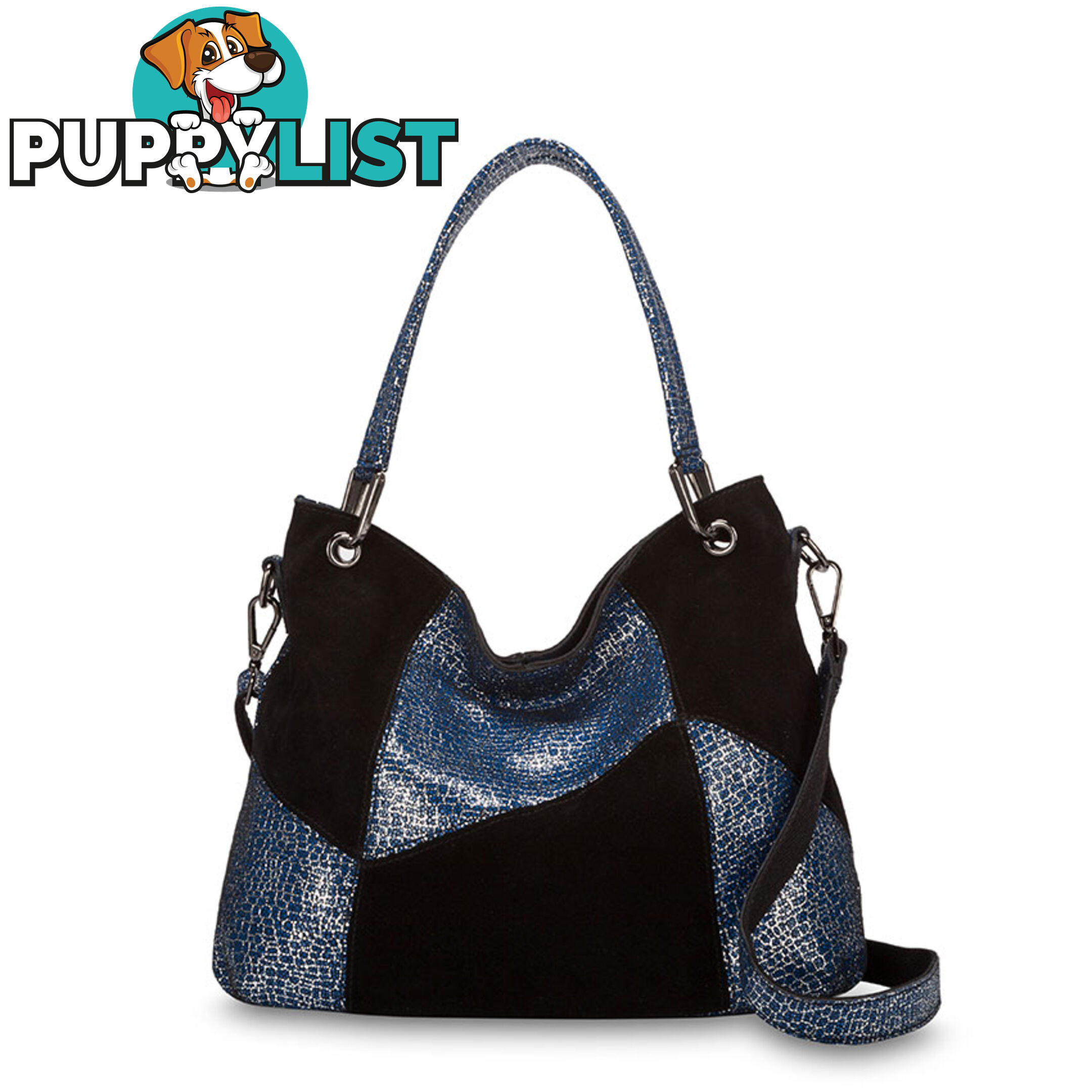 LEANNE Blue Genuine Leather Womens Handbag