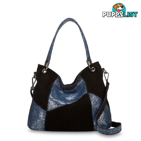 LEANNE Blue Genuine Leather Womens Handbag