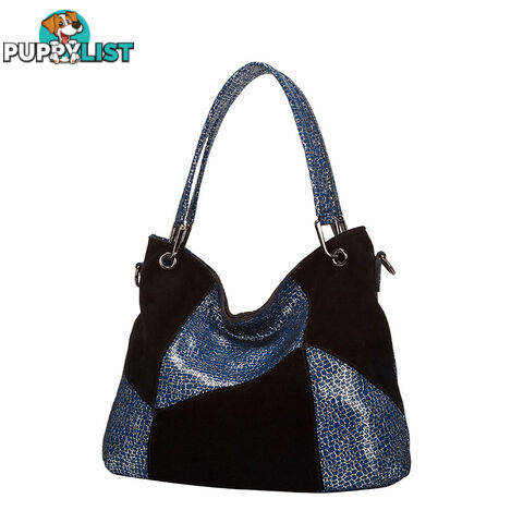 LEANNE Blue Genuine Leather Womens Handbag