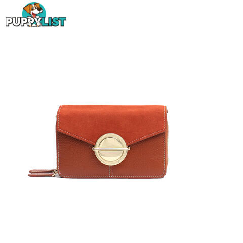 BERNIE TAN GENUINE LEATHER LADIES CROSSBODY HANDBAG