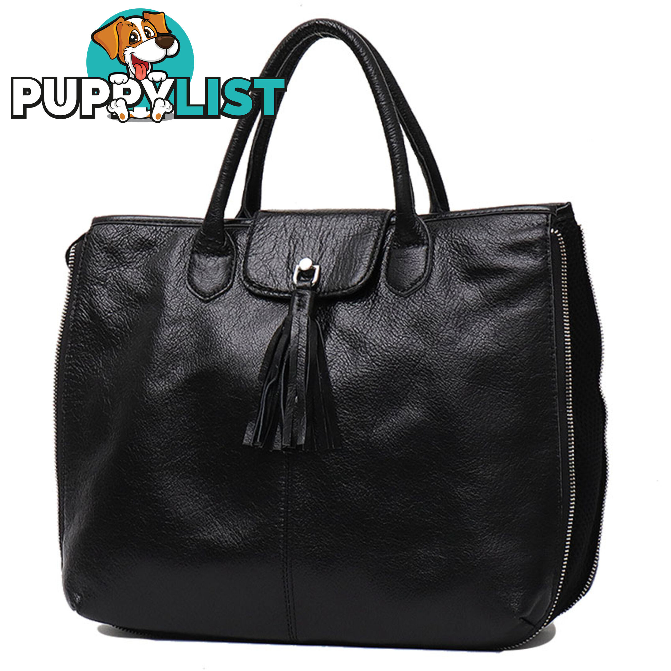 DARLING BLACK  LEATHER WOMENS SOFT HANDBAG